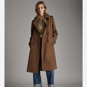 NWOT Massimo Dutti Trench Coat with Detachable Fur Collar